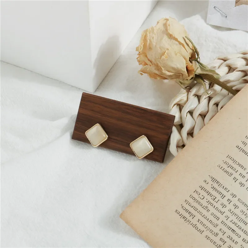 Элегантные квадратные серьги с камнем кошачий глаз из серебра 925 пробы оптовая