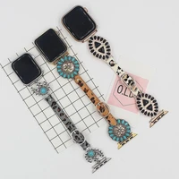 luxury leather strap for apple watch band 44mm 40mm decorative ring correa 4238mm bracelet iwatch series 6 5 4 3 se 7 4145mm