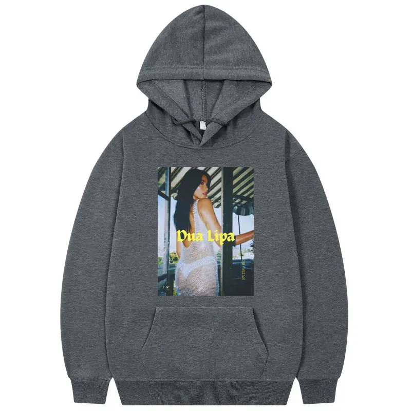 Singer Dua Lipa Aesthetics Print Hoodie Men Women Fashion Vintage Hooded Sweatshirts Autumn Winter High Quality Fleece Pullovers