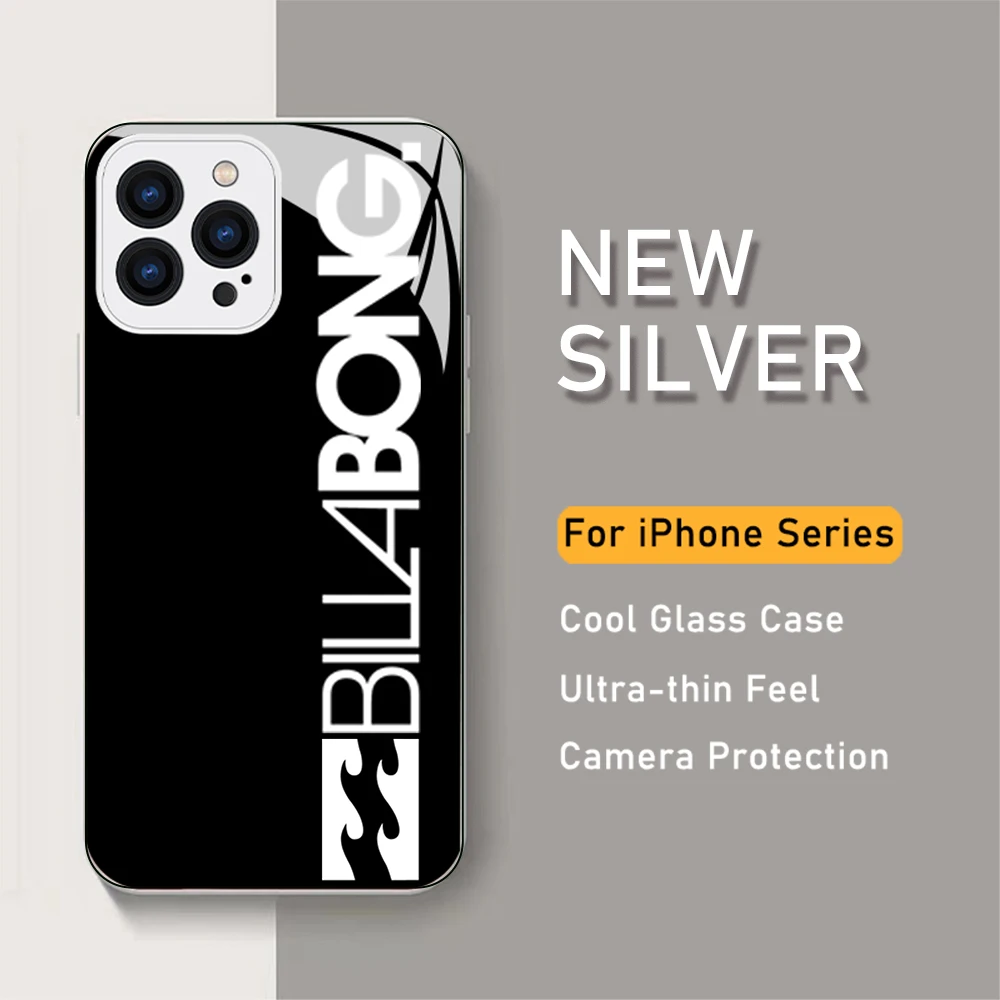 

Casual Surfing Billabonges Metallic-Color Phone Case For iPhone 14 13 12 Mini 11 Pro Max X XS XR 8 SE 2020 Plus Glass Hard Cover