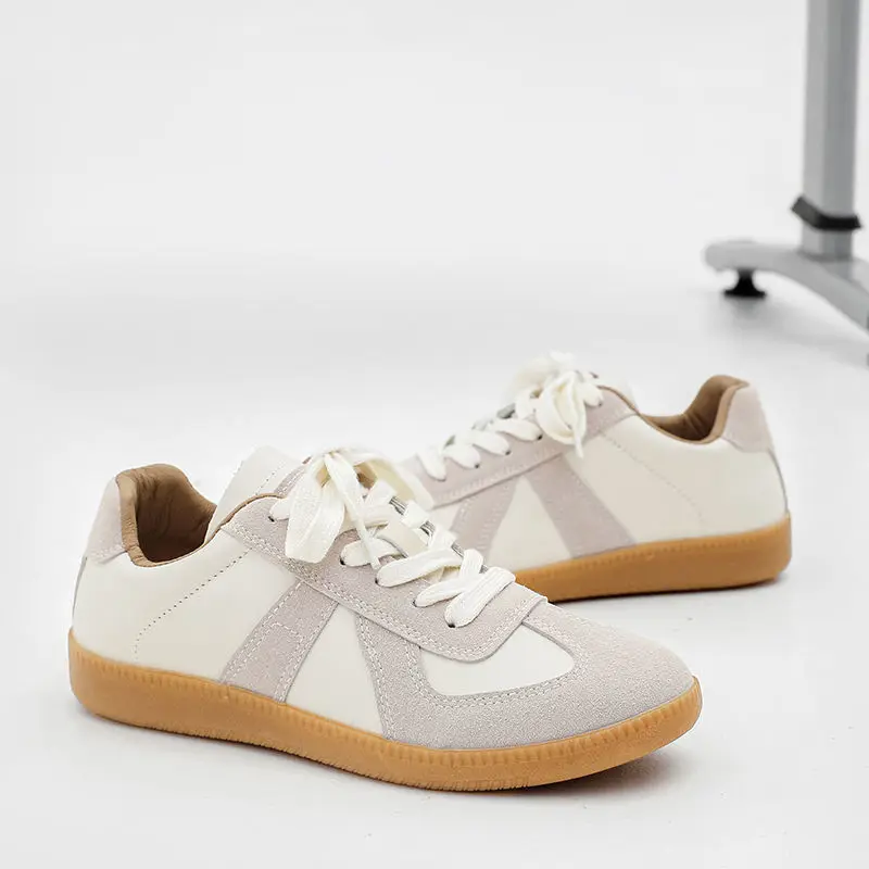 Couple Vintage Casual Sports Shoes for Women Leather Hiking Sneakers Men Platform Walking Athletic Shoes Unisex White Loafers