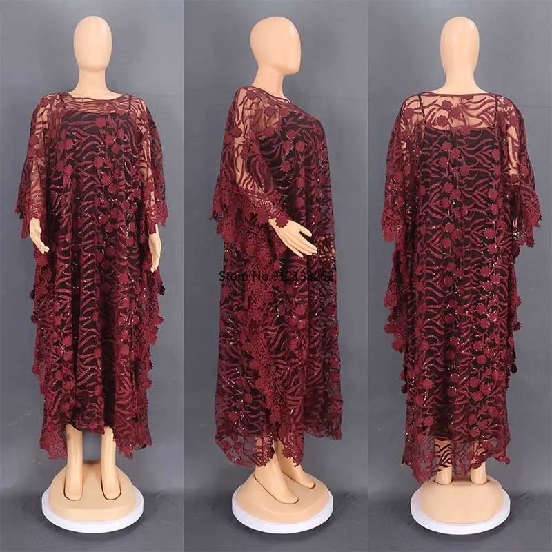 

African Women Clothing Dashiki Abaya Stylish Loose Long Evening Maxi Dresses + Inside Skirt Free Size Dancing Party