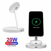 3 in 1 wireless charger holder wireless charging desk phone stand 10w qi fast charging dock for iphone 131211x8airpods pro