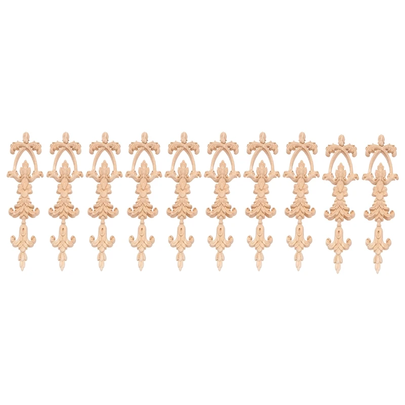 

8X Rubber Wood Carved Applique Vintage Furniture Craft Decor 3