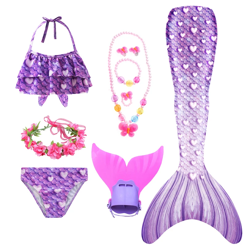 Купальный костюм для девочек с хвостом русалки плавания моноластами Хэллоуина -