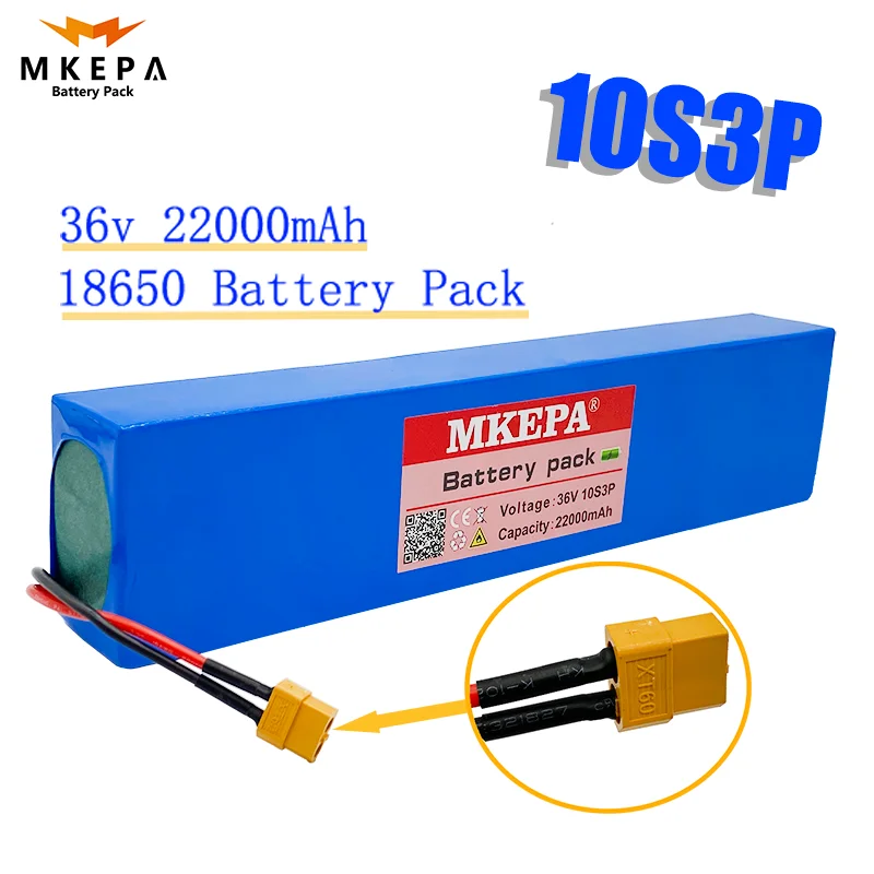 

10S3P 36V22Ah 18650 rechargeable lithium battery pack 10S3P 500W high power 22000mAh large capacity with BMS + XT60 plug