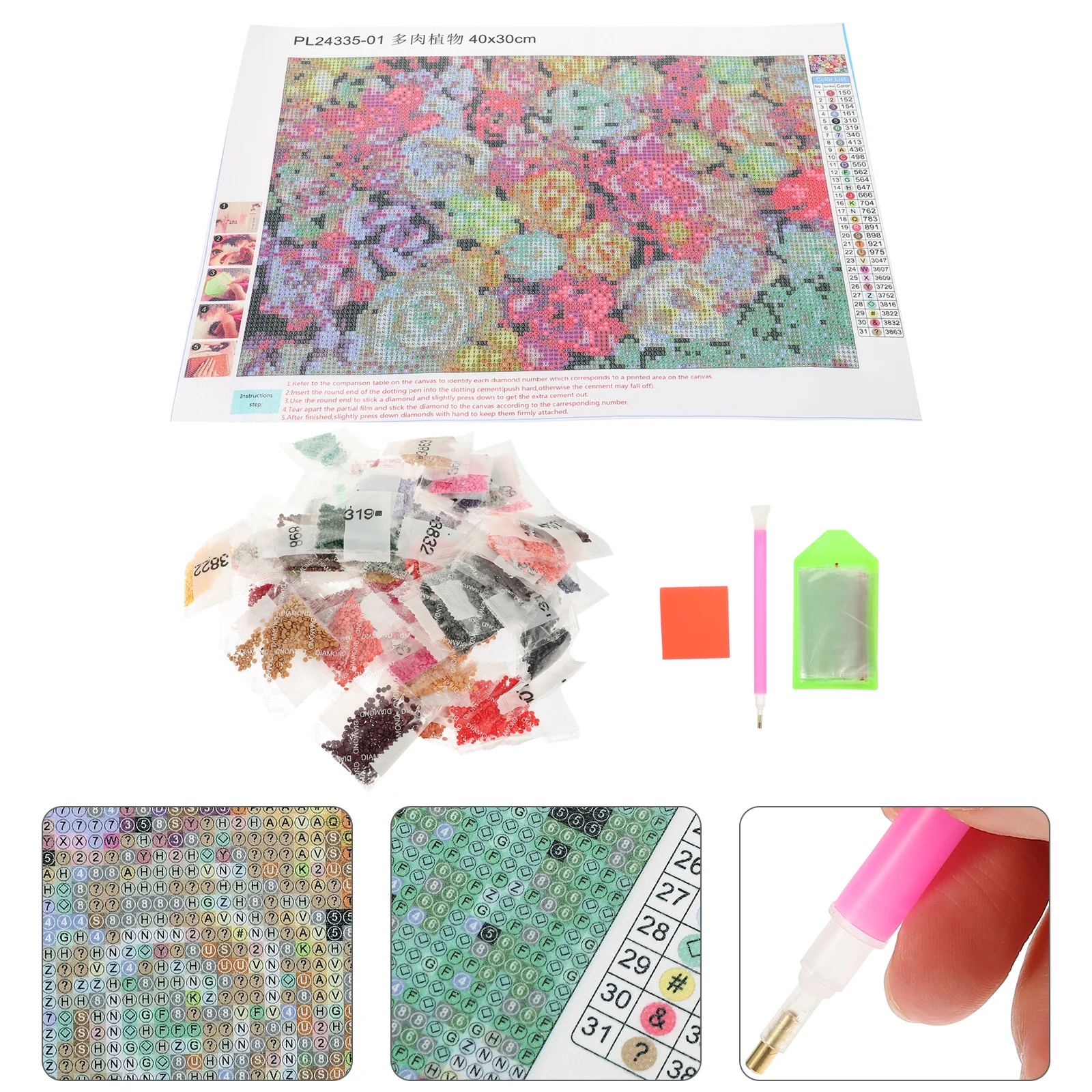 

Painting Diamond 5D Crystal Rhinestone Picture Cross Full Drill Embroidery Succulents Succlent Drawing Craft