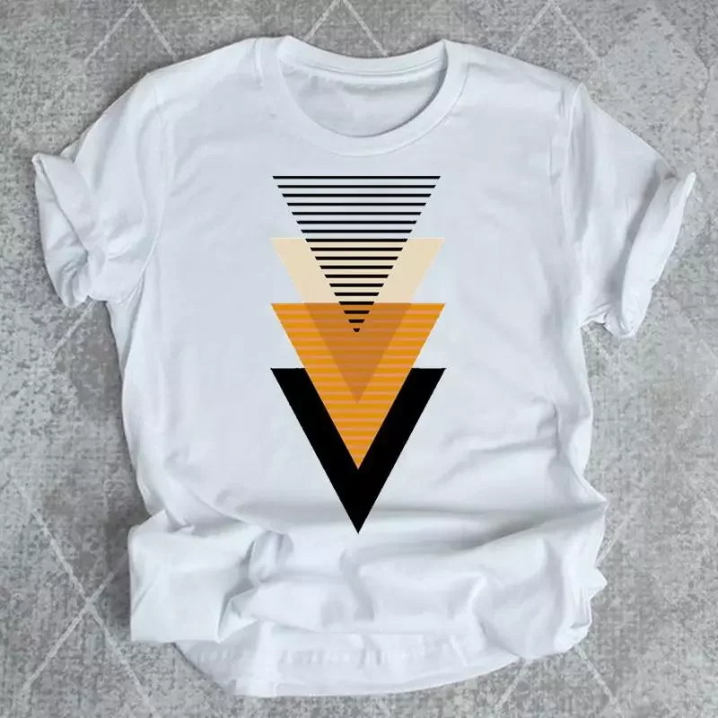 

Print T Shirt Abstract Geometric 90s Women Female Graphic Top Short Sleeve Fashion Tshirts Casual Cartoon Summer Tee T-Shirt