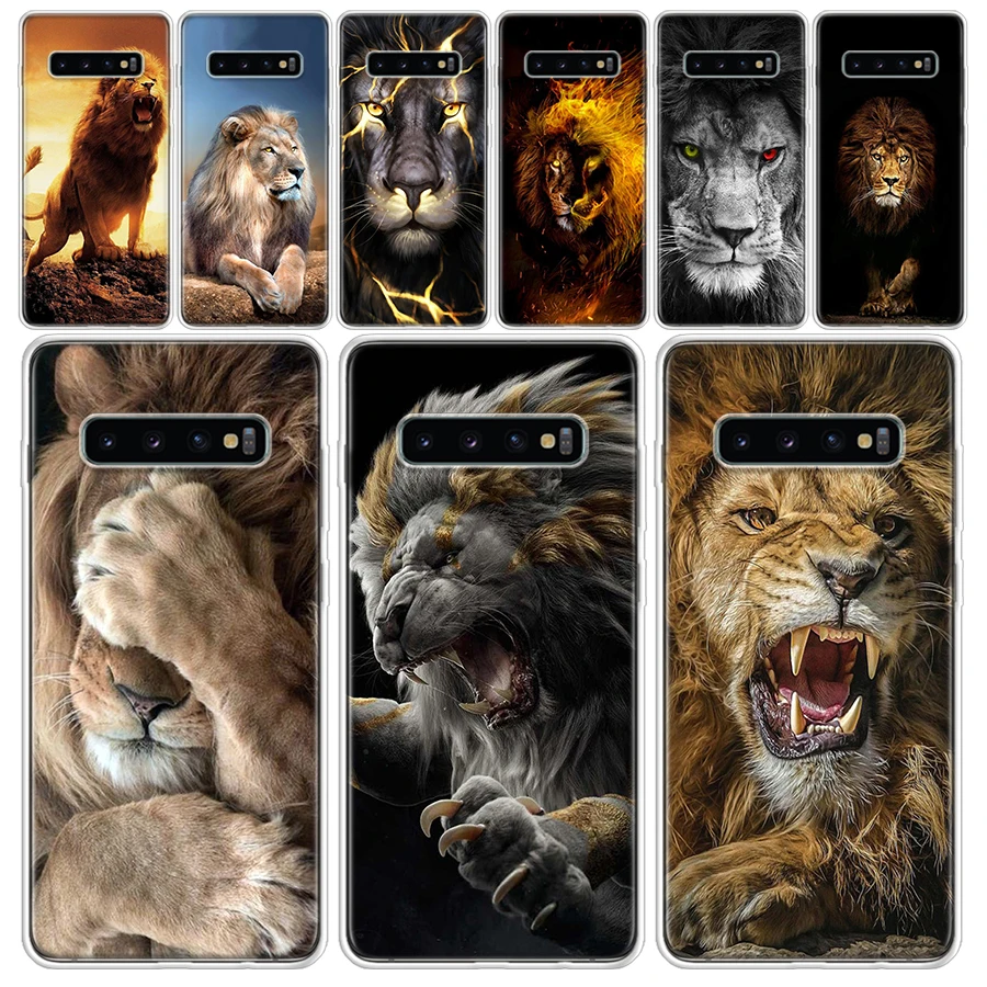 Lion Alpha Male Cub Transparent Soft Phone Case for Samsung Galaxy S23 S22 S21 Ultra S20 FE S10 Plus S10E S9 S8 + S7 Cover