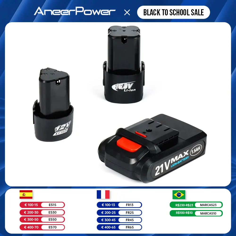 21V 16.8V 12V Lithium Battery 18650 Battery Power Tools Rechargeable Drill For Cordless Screwdriver Battery Electric Drill