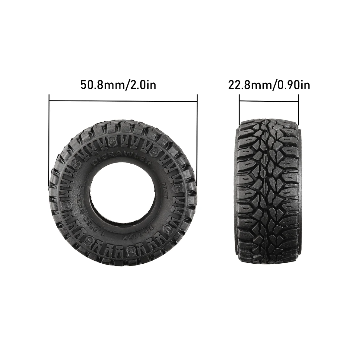 

4Pcs 50.8mm 1.0 Inch Super Soft Rubber Wheel Tire Tyre for 1/18 1/24 RC Crawler Car Axial SCX24 AX24 Traxxas TRX4M FMS