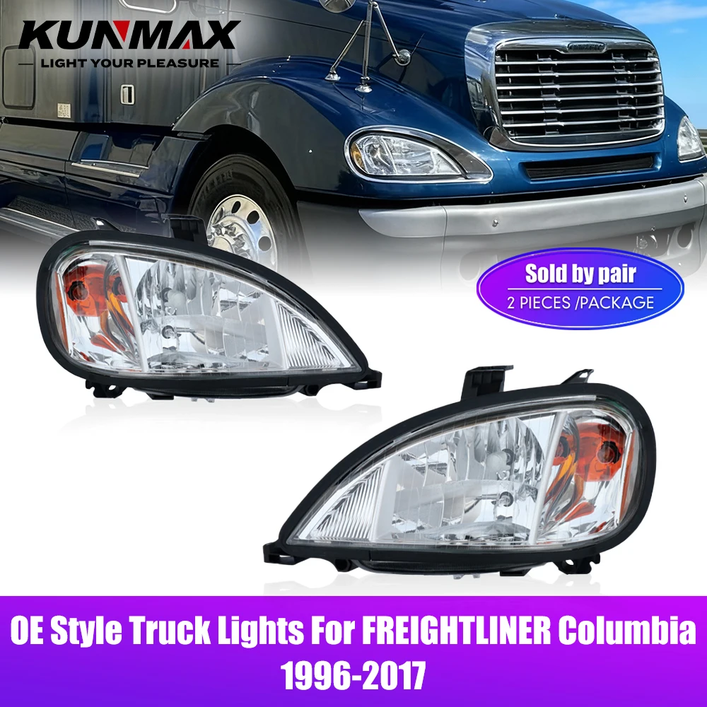 Фото Светодиодные проекционные фары для грузовиков FREIGHTLINER Columbia 1996-2017, передние фары с DRL и указателями поворота №1