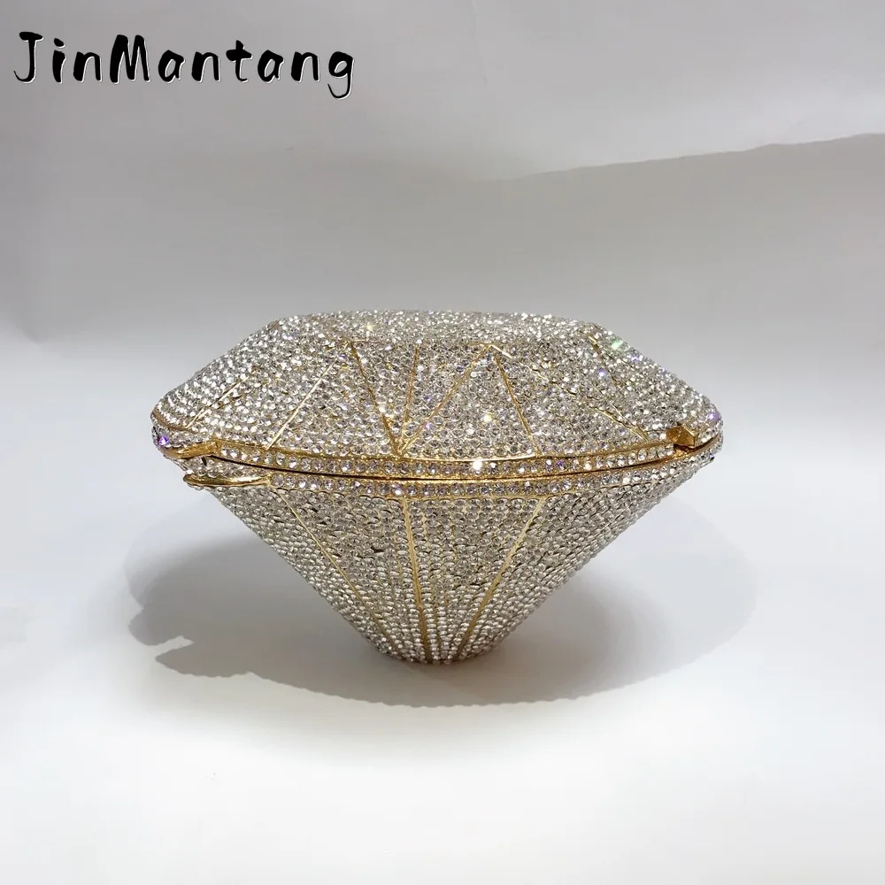 

JinMantang Women Wedding clutch Purse PartyBag Luxury Rhinestone EveningBags Ladies Chain WristletsBags Famale Soiree ClutchBag