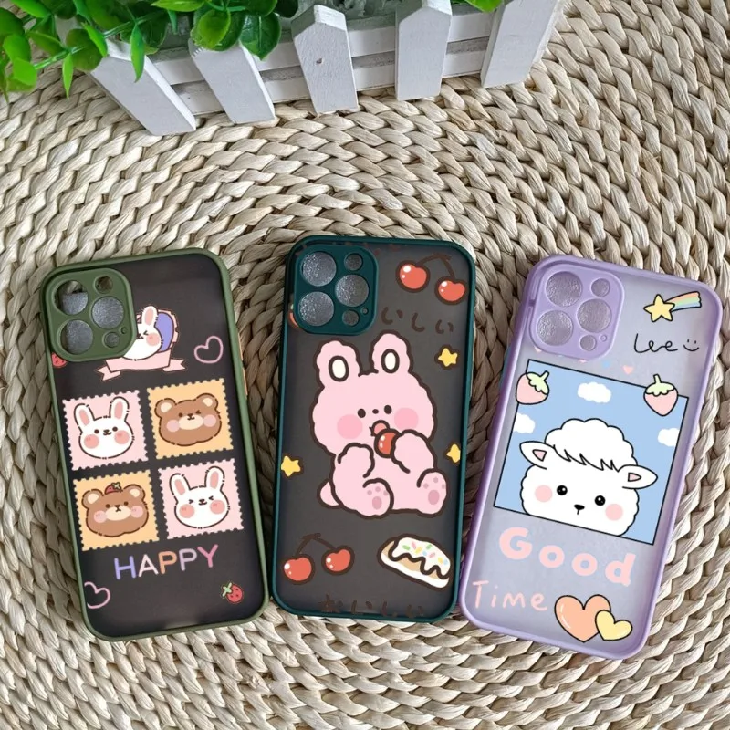 

Чехол для телефона с милым медведем и кроликом для IPhone 14 13 12 11 Mini Pro Max XS X Max XR 8 7 Plus SE 2022, цветной чехол для телефона
