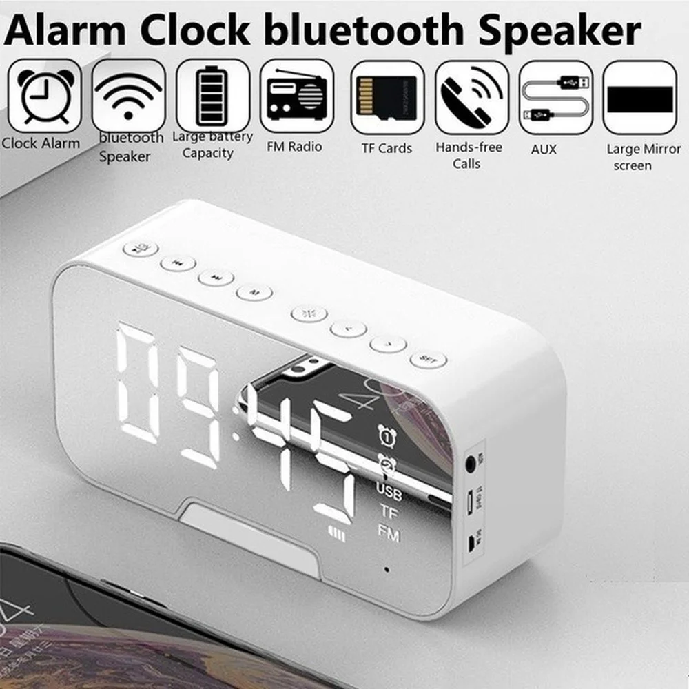 

Electronic Digital Alarm Clock Multifunction Alarm Clock Mirror Led Alarm Clock Multifunction Wireless Bluetooth Music Player