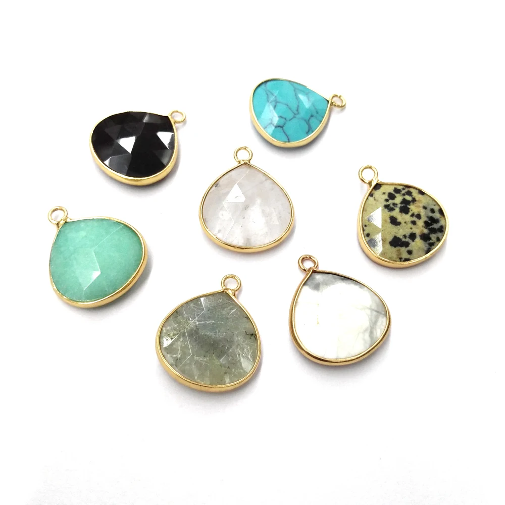 

Natural Stone Pendant Necklace Accessories Waterdrop Shape Faceted Agate Crystal Stone Charm for Jewelry Making Bracelet Earring