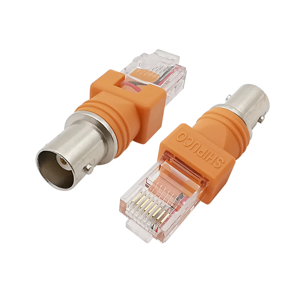2Pcs RJ45 Male Plug to BNC Female Jack RF Adapter Coaxial Connector Test Converter for Monitoring Equipment