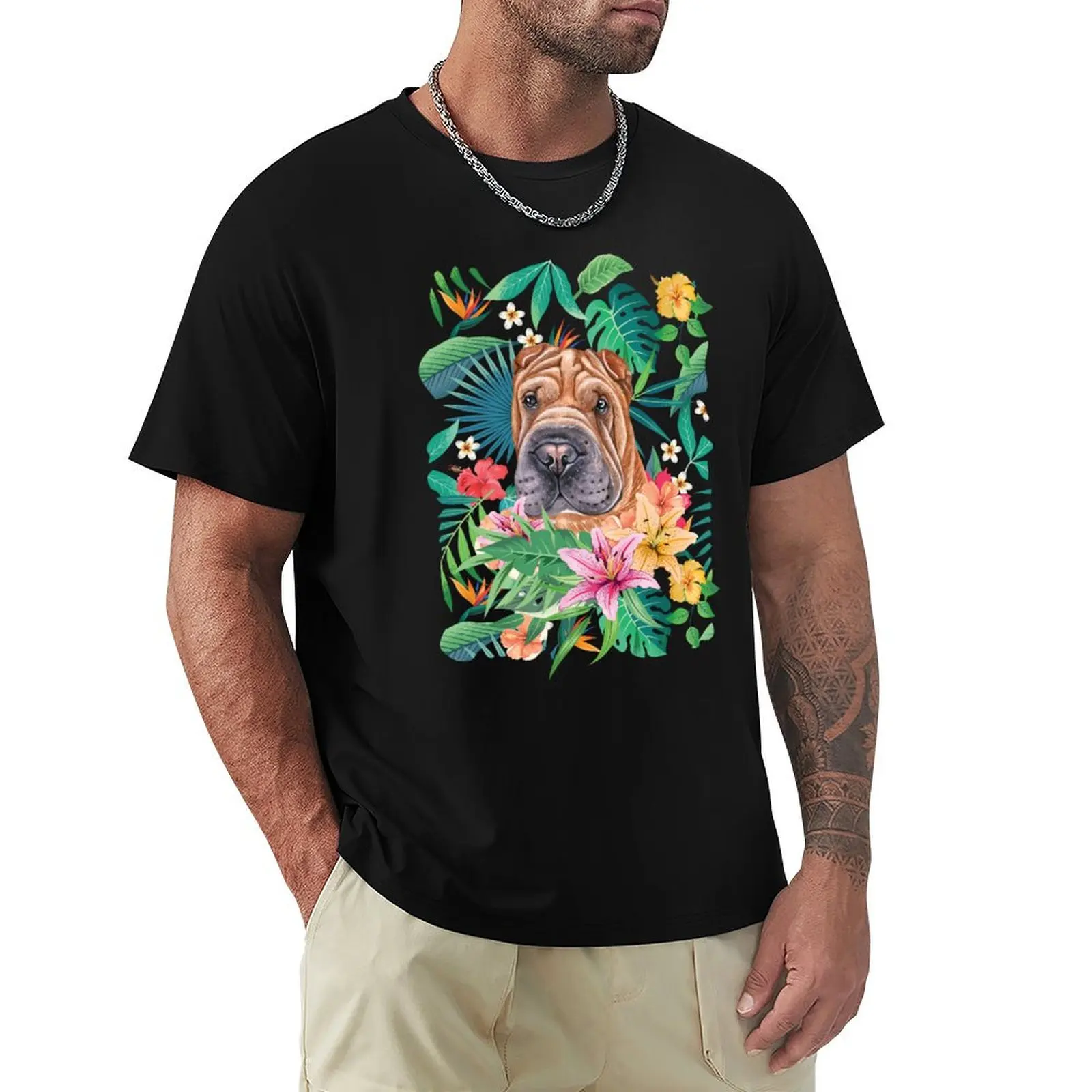 Фото Футболка Tropical Red Shar Pei 2, спортивная, с коротким рукавом, быстросохнущая. №1