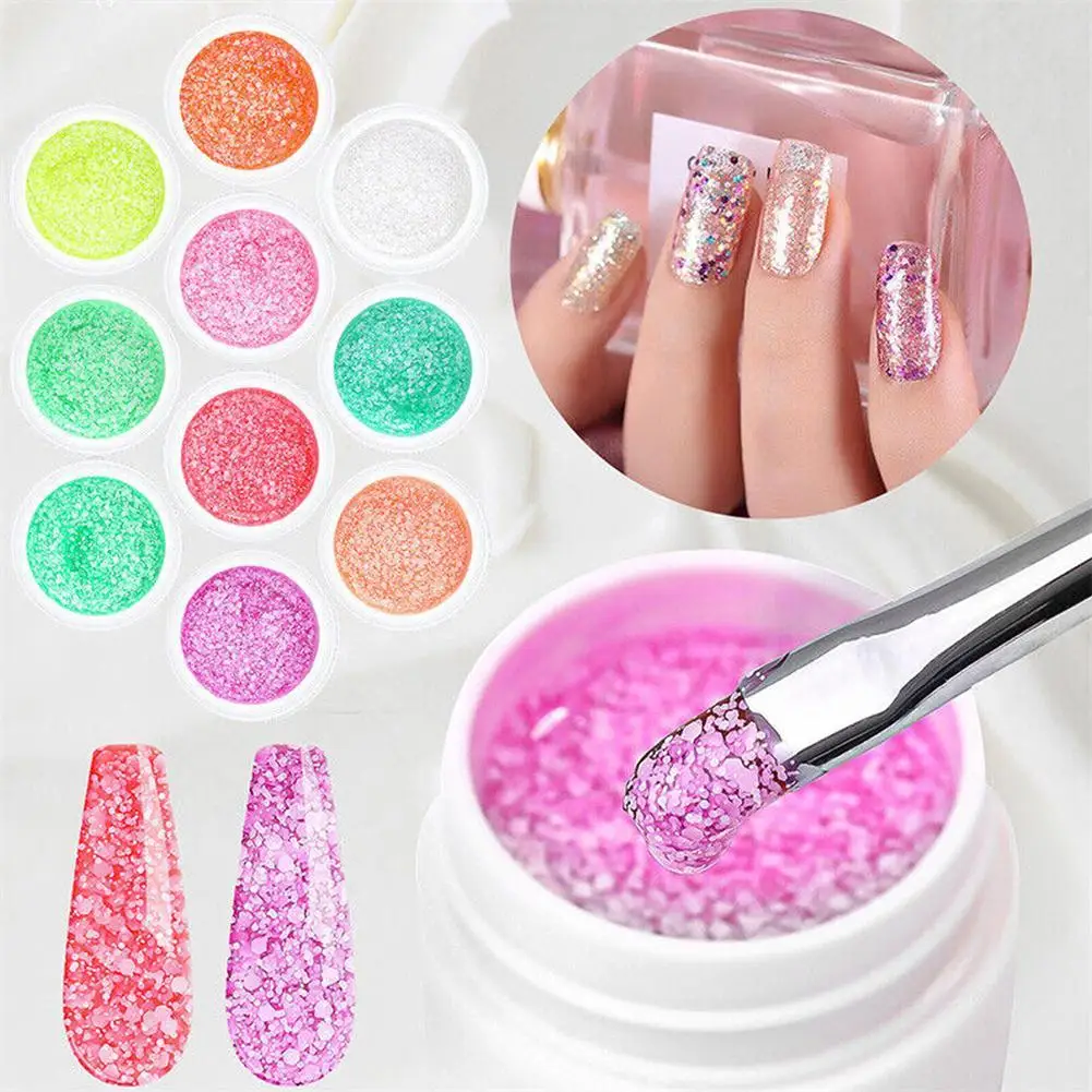 

5ml Snowflake Nail Gel Polish UV LED Semi Permanent Milky White Pink Glitter Snow Sequins Gel Nails Art Design Varnish Manicure