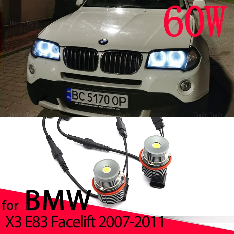 

60W Angel Eyes LED Halo Marker Lights Bulb Replace For BMW E83 X3 facelift 2007 2008 2009 2010 2011 Car Styling