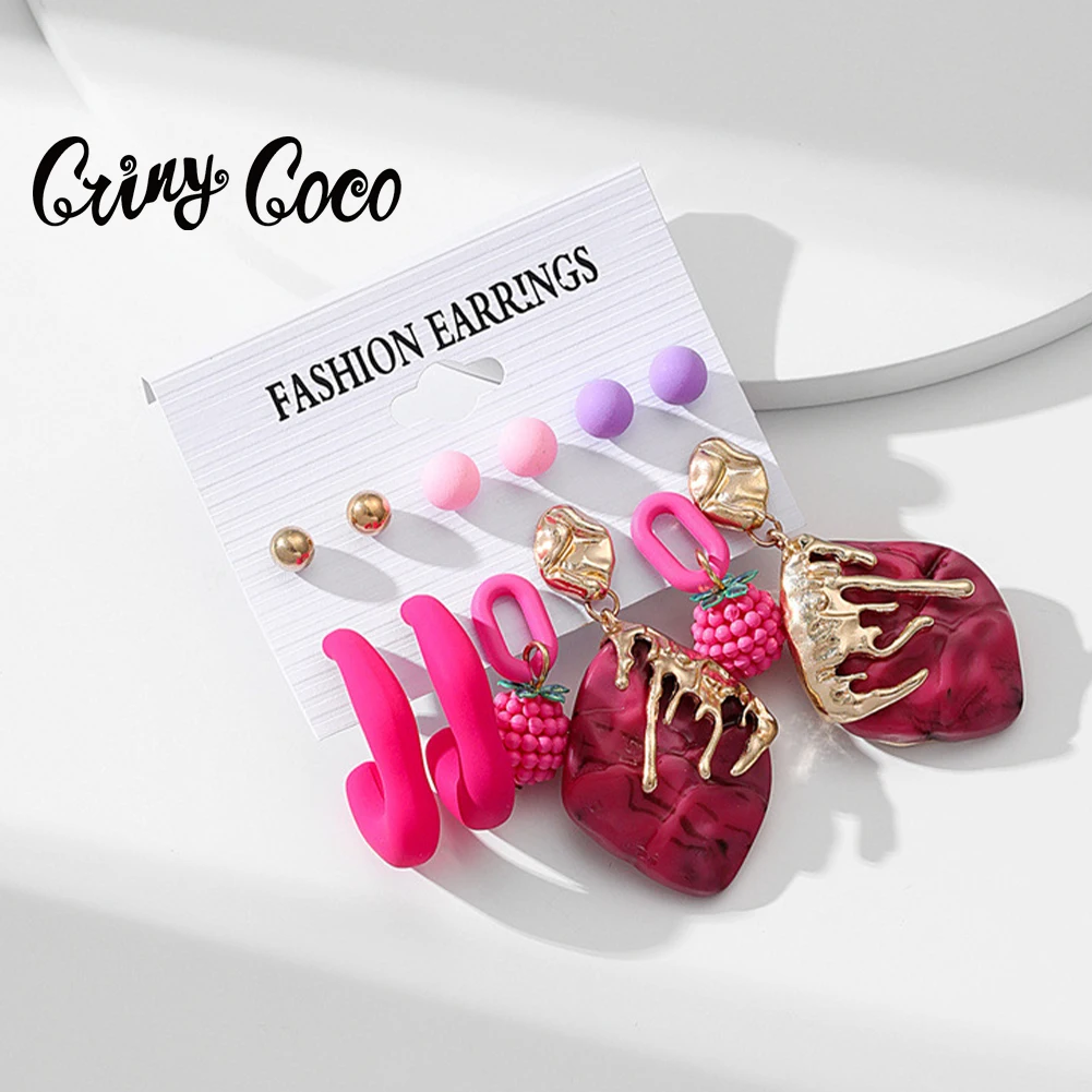 

Cring Coco Ins y2k Accessories Trendy Street Trendy Acrylic Earrings Sets 2023 Female Klein Blue Earring Set for Women Girls