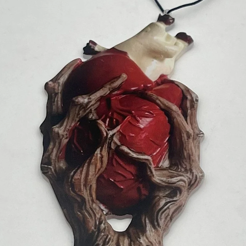 2PCS Halloween Heartroots Ornaments Red Anatomical Heart Tree Statue Craft Desktop Horror Decoration