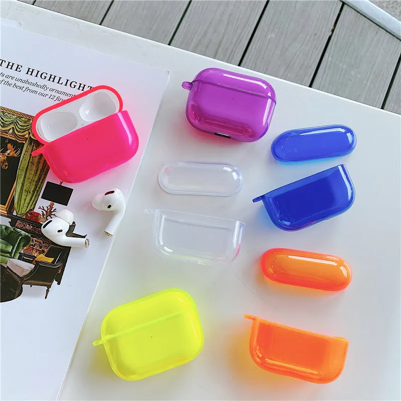 

Fluorescent Color For Apple Airpods 3 Case Clear Soft Bluetooth Earphone Protective Cover For AirPods Pro 2 1 Headphone Case Box