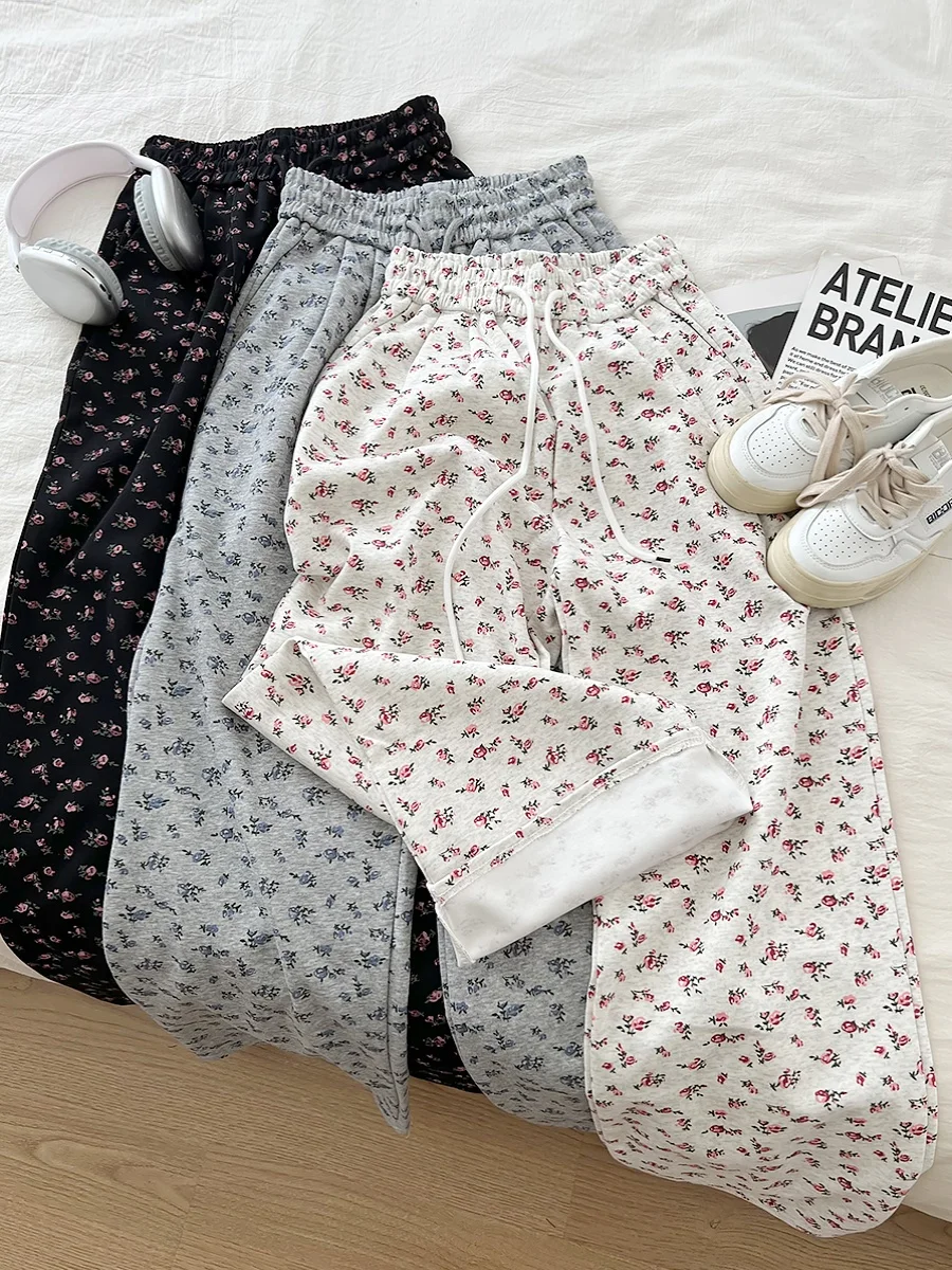 Женские брюки в американском стиле повседневные свободные прямые широкие с