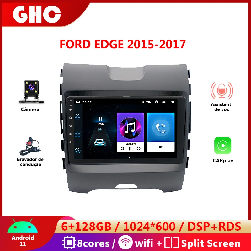 

Автомагнитола GHC 9 дюймов 2 Din для Ford Edge 2015-2017 Android экран GPS Поддержка Wi-Fi Carplay AI Voice Автомобильная интеллектуальная система
