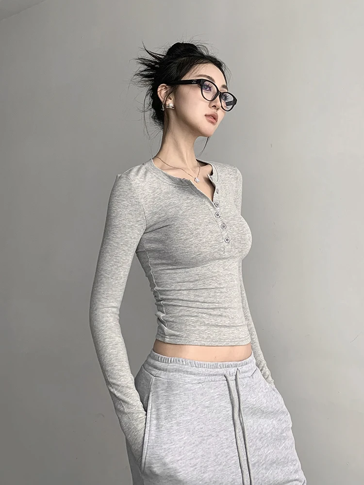 Женская рубашка с длинным рукавом Повседневная однобортная приталенная Базовая