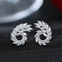 uilz silver color 5a grade cubic zircon cz stud earring for wedding crystals bridal earrings for women girl party jewelry
