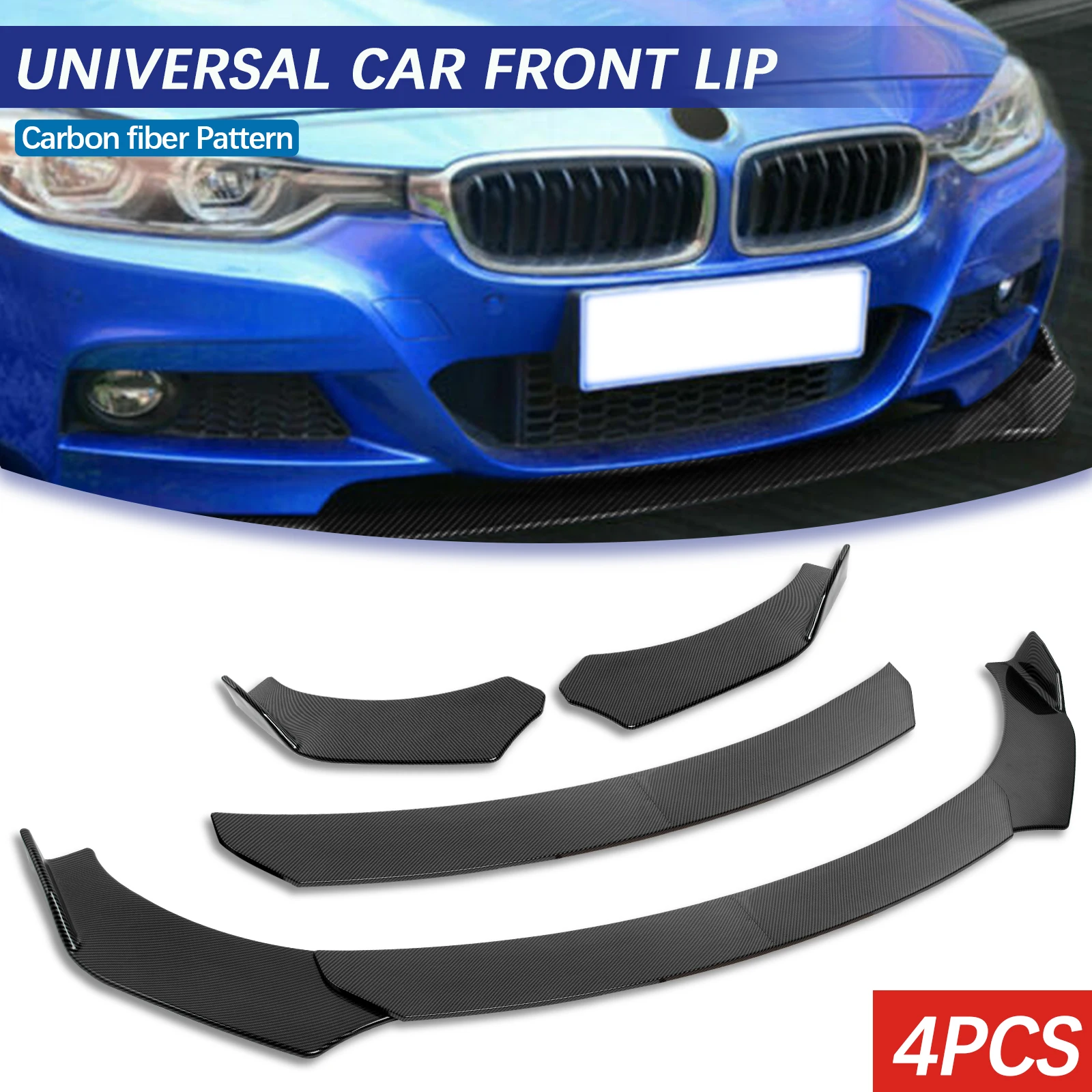 

4PCS Universal Car Front Bumper Splitter Lip Diffuser Chin Bumper Body Kits For VW Golf GTI MK5 MK6 MK7 2016-2021 RU US AU Stock
