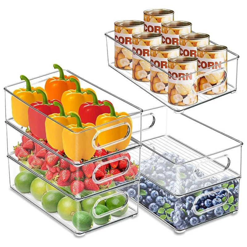 

Fridge Organiser Set Of 6 Stackable Small Fridge Boxes With Handle For Kitchen Pantry Cupboards Shelves