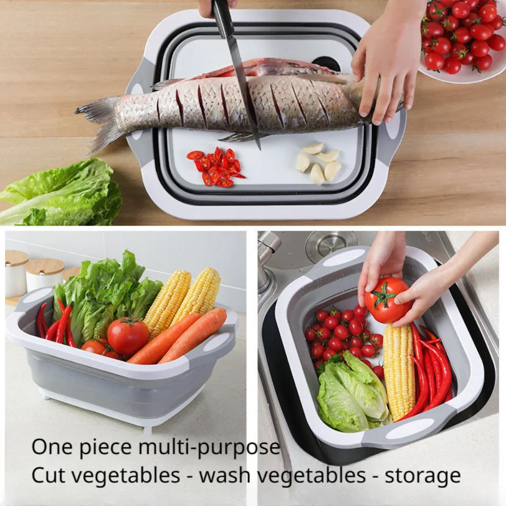 

Multifunctional Folding Chopping Board Plastic Cutting Board Cutting Board Washing Fruit Draining Basket Kitchen Washing Basket