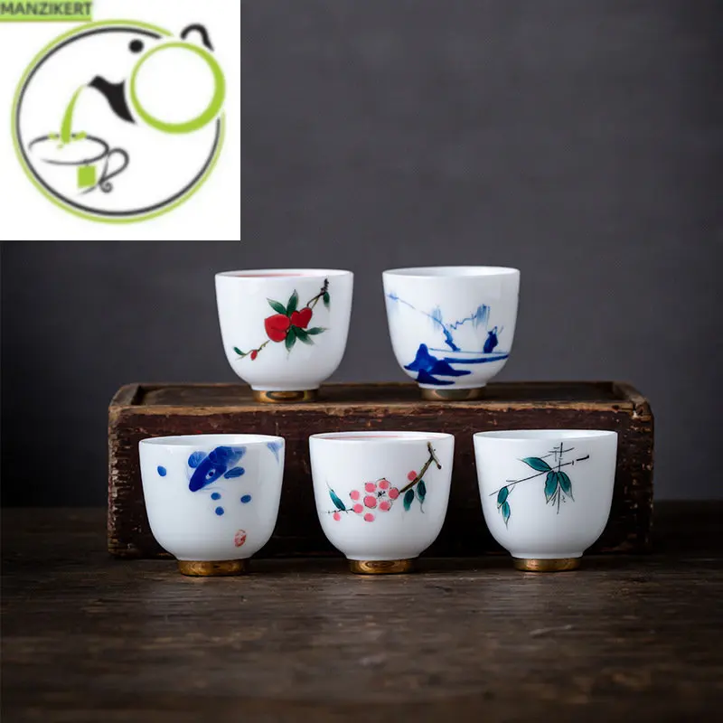 

Глазурованная керамическая белая посуда кунг-фу маленькая чашка одна чашка чайная чаша керамическая чайная посуда ручная роспись чайная чашка керамические чайные чашки