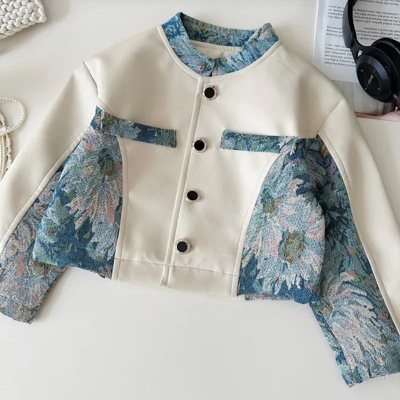 Комплект одежды для девочек осень-весна Детская куртка из искусственной кожи с