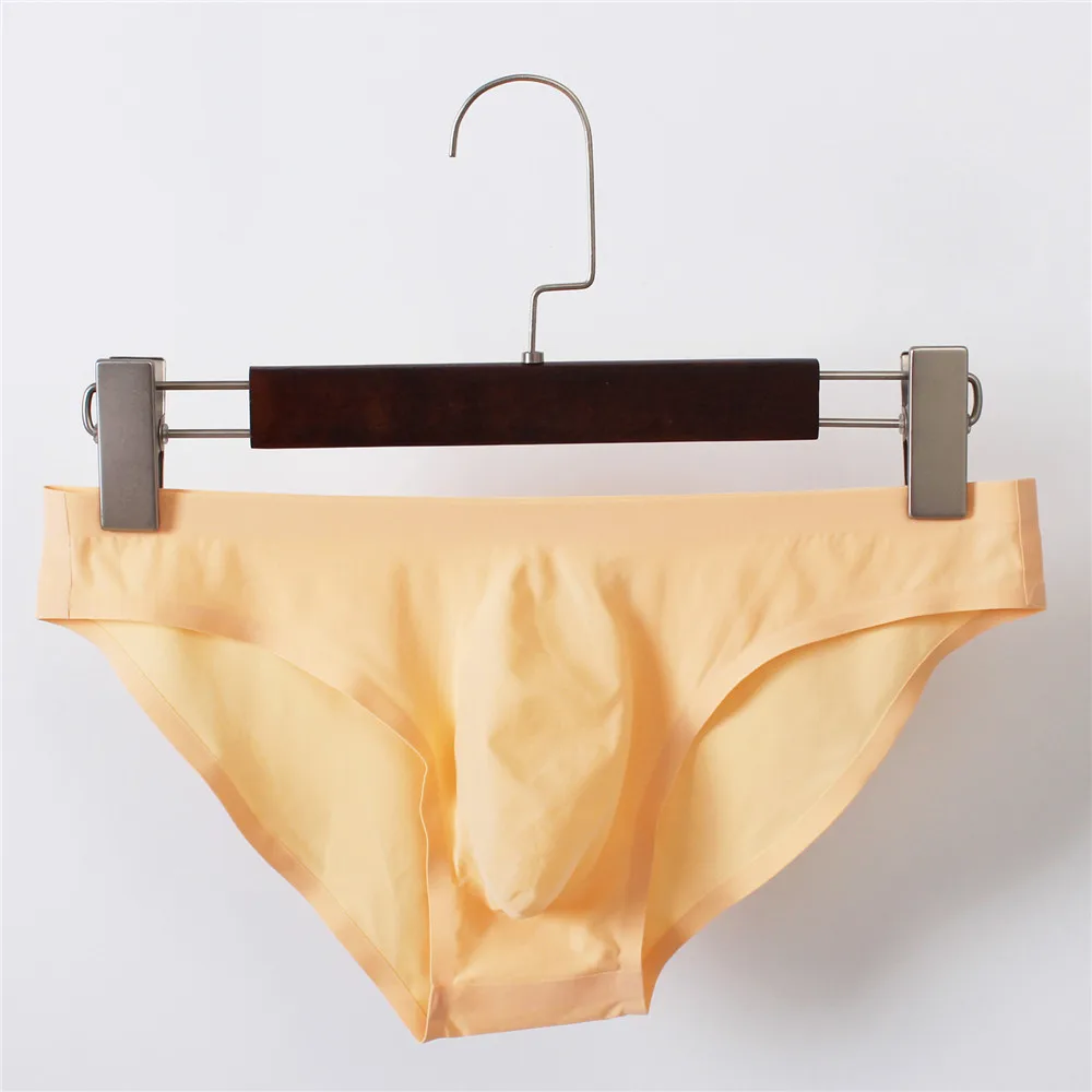6PCS/Lot Mens Elastic Briefs Underpant Ultra-Thin Breathable Briefs Underwear Ice Silk Solid Seamless Low Waist Soft Men Panties
