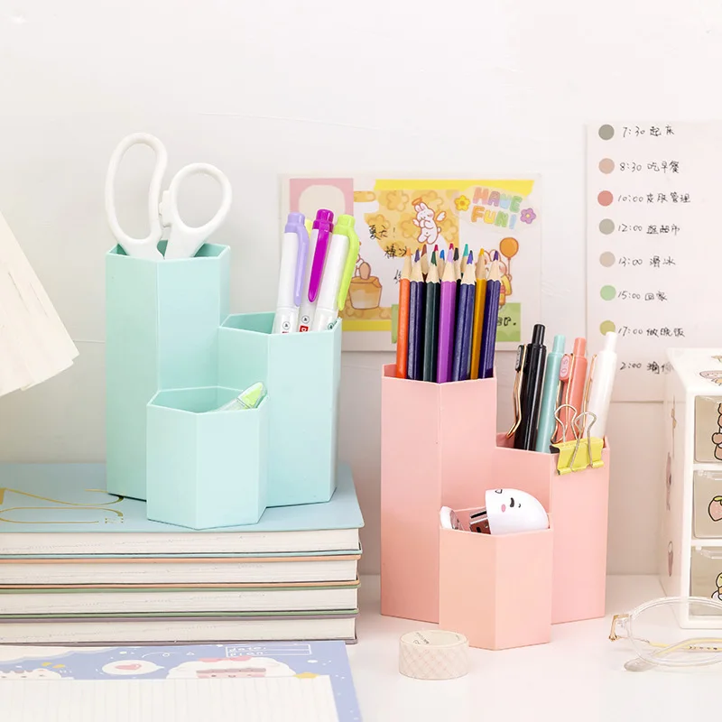 

Creative Minimalist Candy Color Modern Three in One Pen Holder Home Storage Box for Small Cases Gifts Stationery Student Prizes