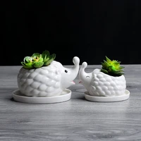 succulent ceramic cartoon animal flower pot gardening creative flower pot with tray korean desk surface potted ceramic crafts