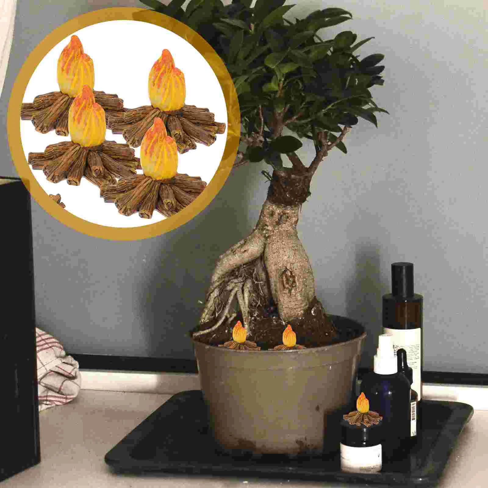 

4 Pcs Halloween Decorations Outdoor Resin Fire Accessories Toy Campfire Fake Fireplace Flames