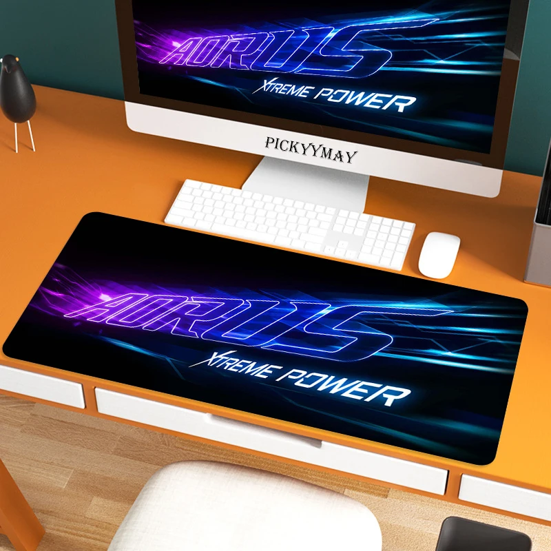 

Большой черный игровой коврик Aorus для мыши, Цветочный Коврик для мыши, геймерский резиновый коврик для клавиатуры 900x400, Настольный коврик, ко...
