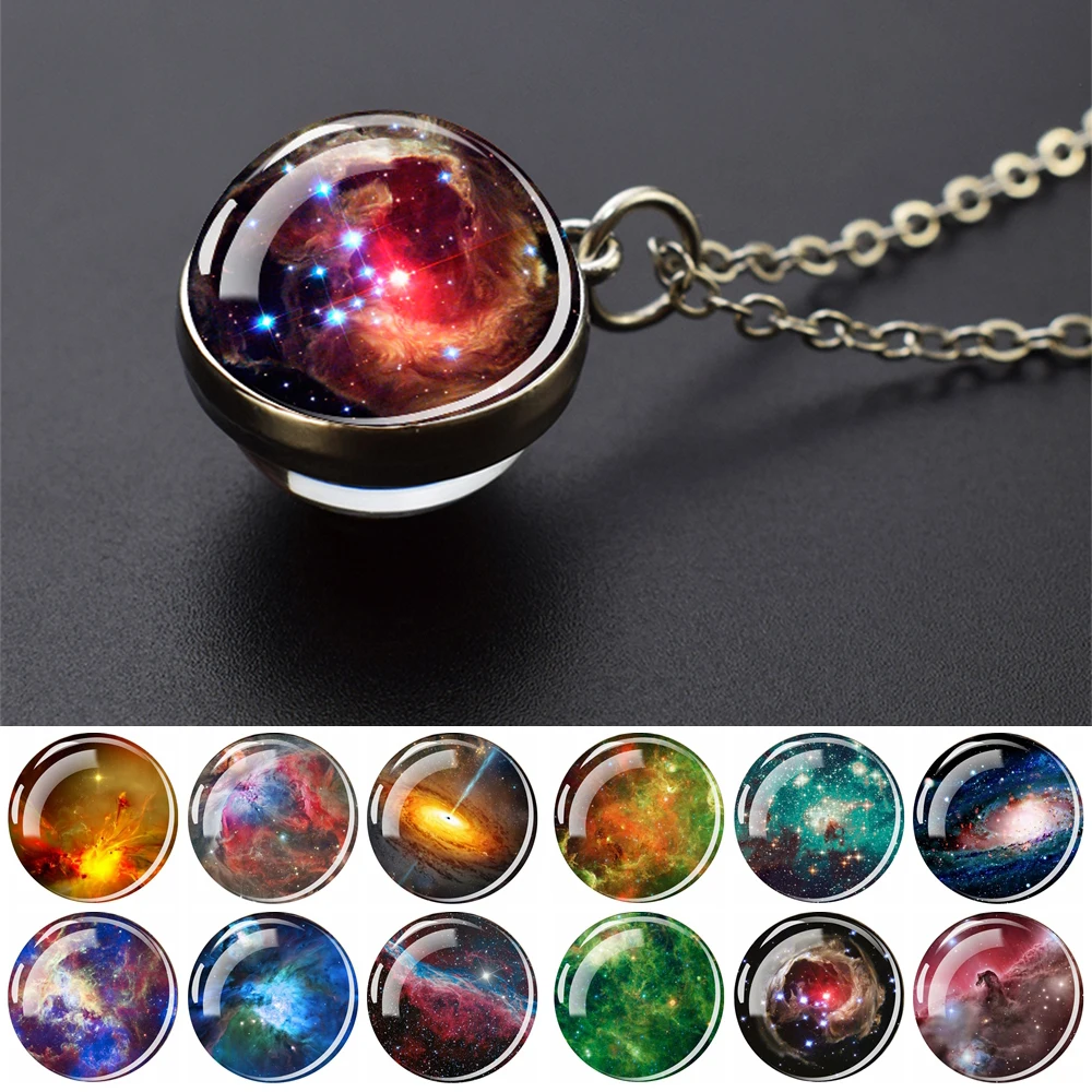 

Multicolor Planet Galaxy Nebula Necklaces Glass Ball Pendant Universe Outer Space Stars Astronomical Necklace Women Jewelry Gift