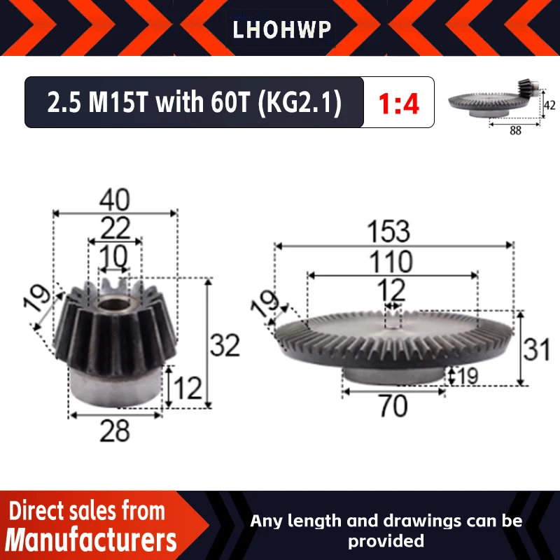 

2 шт., 1:2 коническая шестерня, 2,5 модуль, 15 зубьев + 60 зубьев, внутреннее отверстие, 6 мм, 90 градусов привод, коммутационные стальные шестерни, стальные шестерни, винты M5