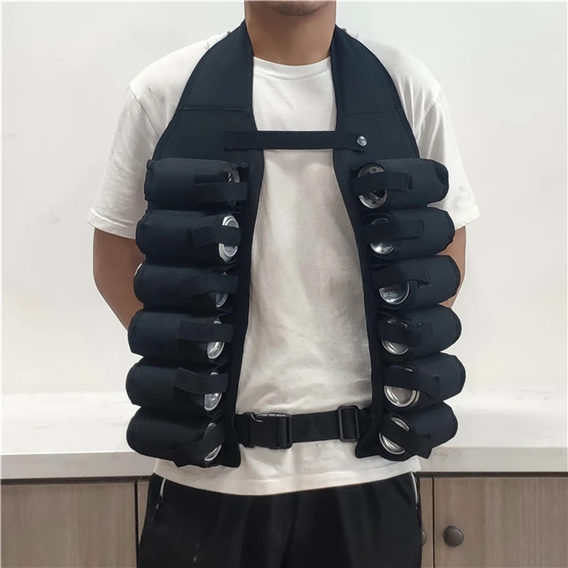 

Tactical Beer Bottle Drinking Vest Breathable Multi-pockets Insert Buckle Oxford Cloth Beer Storage Vest For Outdoor 2023 New