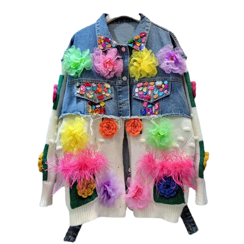 

Женская летняя куртка с цветочным рисунком, женская верхняя одежда, джинсовое пальто, утепленные хлопковые зимние парки для женщин и девоче...
