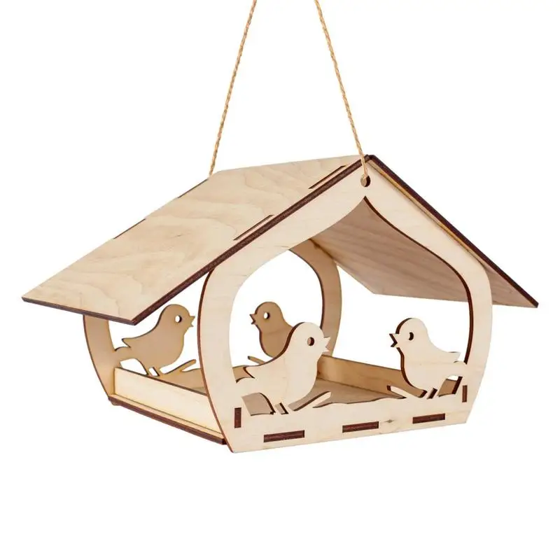 

Деревянная подвесная кормушка для птиц, водонепроницаемая твердая кормушка для домашних птиц из дерева, прочная деревянная подвесная кормушка для птиц, домик для птиц