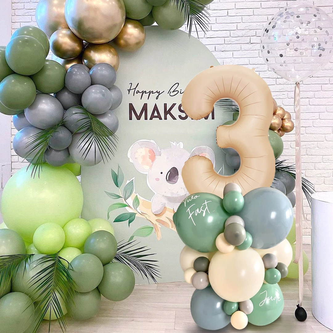 1 комплект винтажных зеленых латексных воздушных шаров башня 32 дюйма цифры-шары