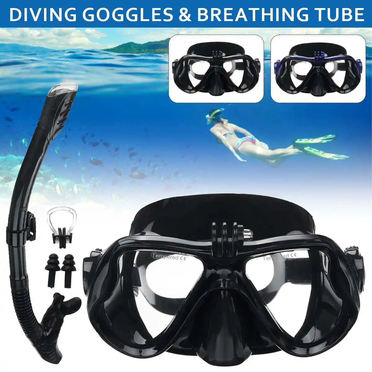 

Swimming goggles Snorkel Mask Diving 2-Piece Set Professional Scuba Diving Masks Snorkeling Goggles Glasses Swimming Glasses