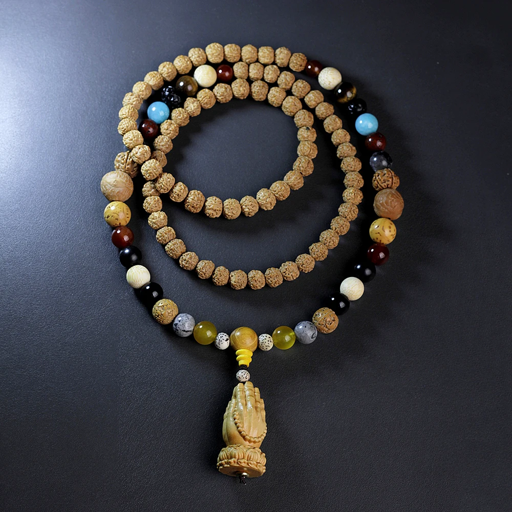 

Japa mala 108 beads Vajra Bodhi,Japamala naturally rudraksha bracelet,Prayer beads meditation yoga bracelet,dropshiping