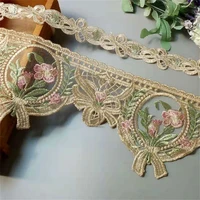 2 yards rose flower lace ribbon trims for dresses costumes sofa curtain trimmings embroidery applique 12cm 3cm